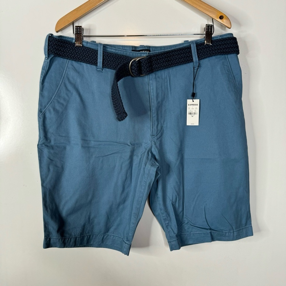 Express Mens NWT Blue Shorts with Belt‎ Size 36